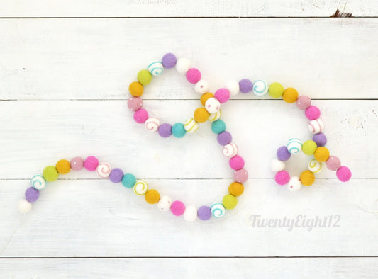 Felt Ball Garland - Rainbow