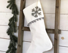 Personalized Christmas Stocking – Luxury Velvet Stocking with Gray Pom Pom Trim