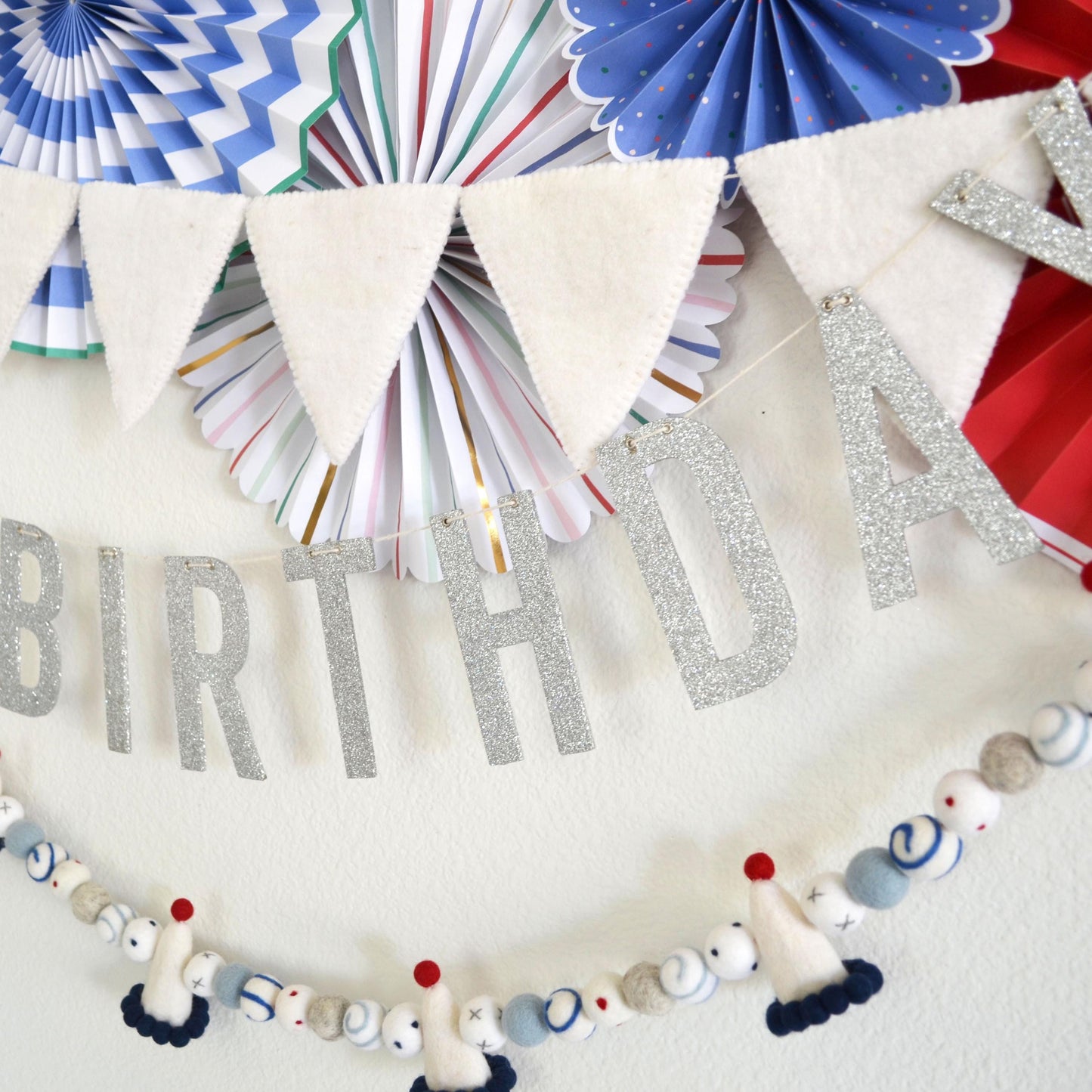 Reusable Birthday Banner | Party Hat Garland | Party Decor | Happy Birthday Banner | Boys Birthday Decor | Birthday Party Decoration