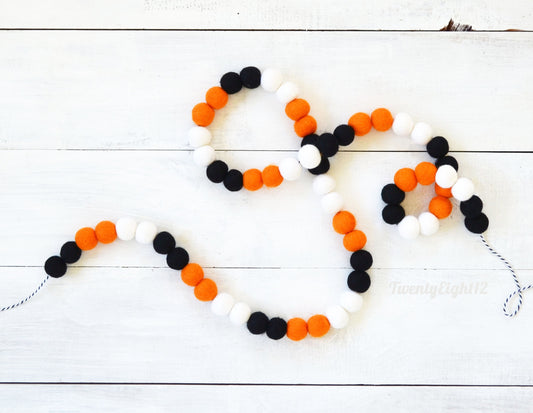 Halloween Felt Ball Garland - Felt Ball Garland, Halloween Decor, Halloween Felt Garland, Garland, Halloween Party, Pom Pom Felt Garland