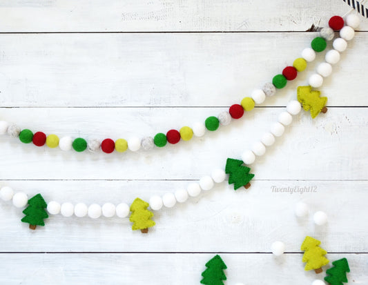 Christmas Tree Garland / Christmas Tree Felt Ball Garland / Felt Ball Garland / Holiday Garland / Xmas Garland / Christmas Felt Ball Garland