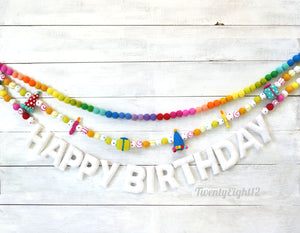 Felt Ball Garland - Birthday Garland, HAPPY BIRTHDAY garland, Party Garland, Birthday Decor, Party Decor, Happy Birthday Banner