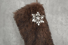 Chocolate Brown Faux Fur Christmas Stocking | Cozy Faux Fur Holiday Cabin Christmas Stocking | Neutral Moody Christmas Decor | Rustic Decor