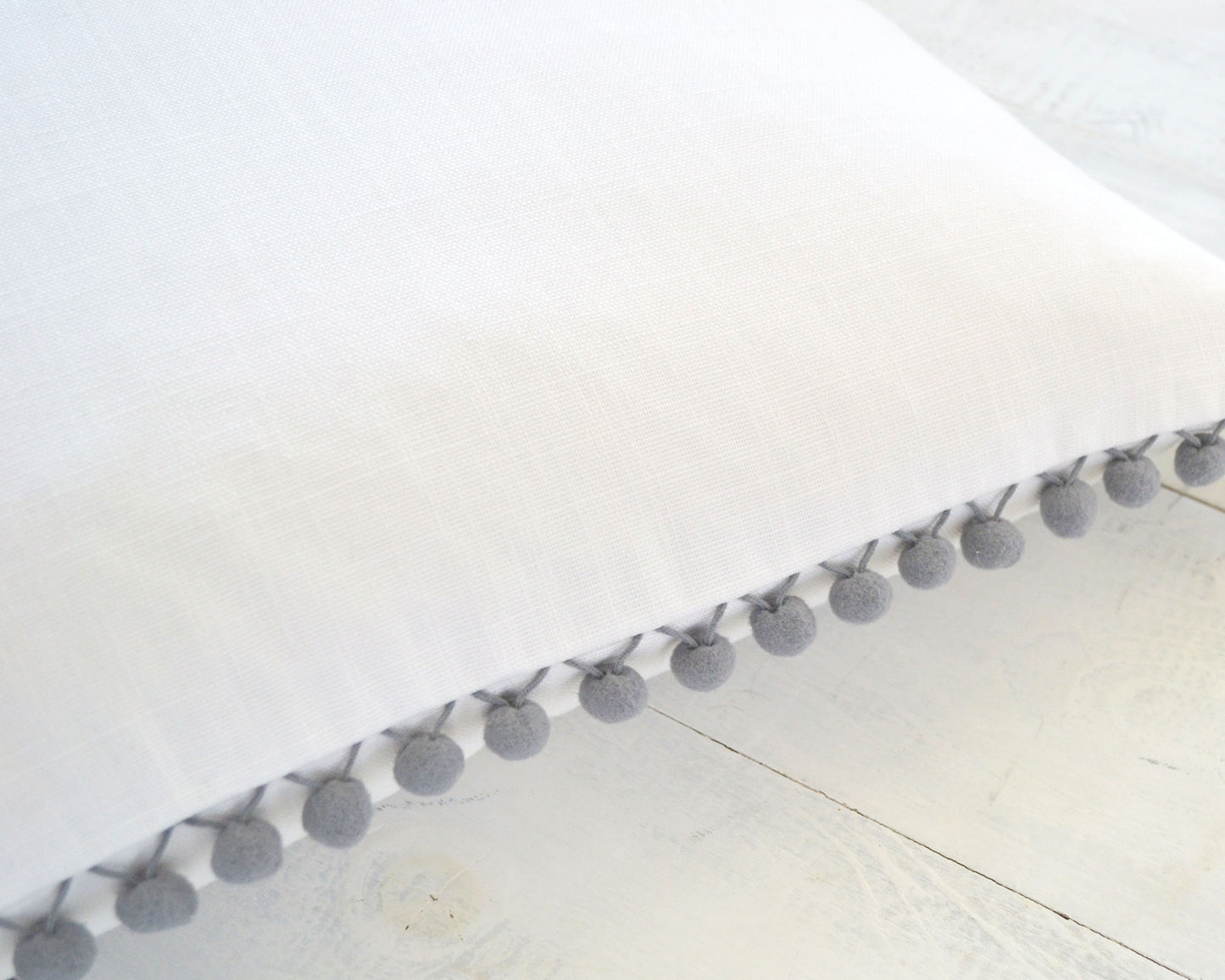 Light Gray Pom Pom Pillow Cover -  20" x 20" - Gray Pom Pom Pillow, Nursery Decor, Nursery Pillow, Girls Room Decor, Kids Pillow,  Pillows