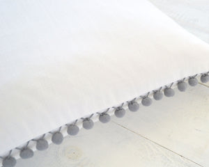 Light Gray Pom Pom Pillow Cover -  20" x 20" - Gray Pom Pom Pillow, Nursery Decor, Nursery Pillow, Girls Room Decor, Kids Pillow,  Pillows