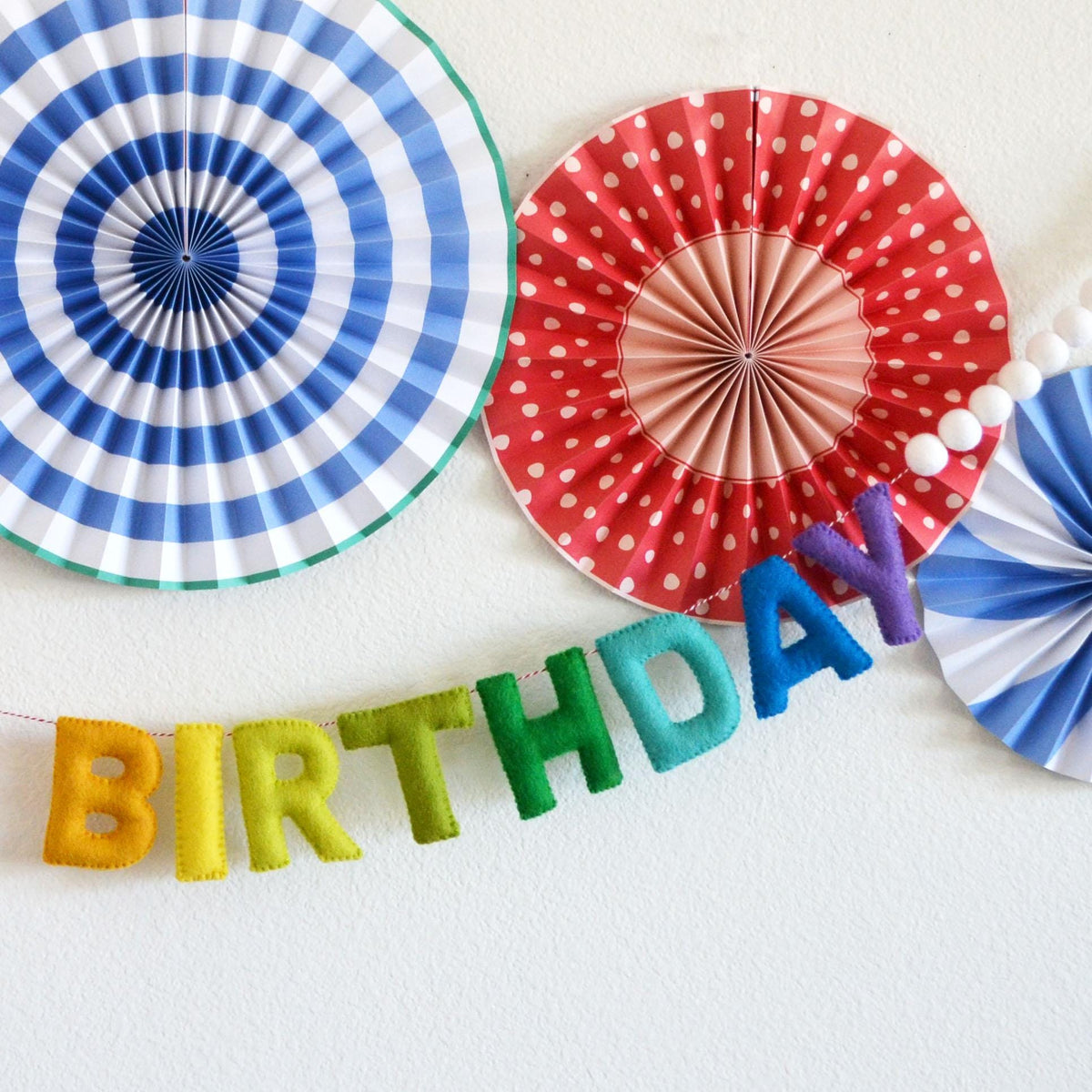 Rainbow Happy Birthday Reusable Felt Banner