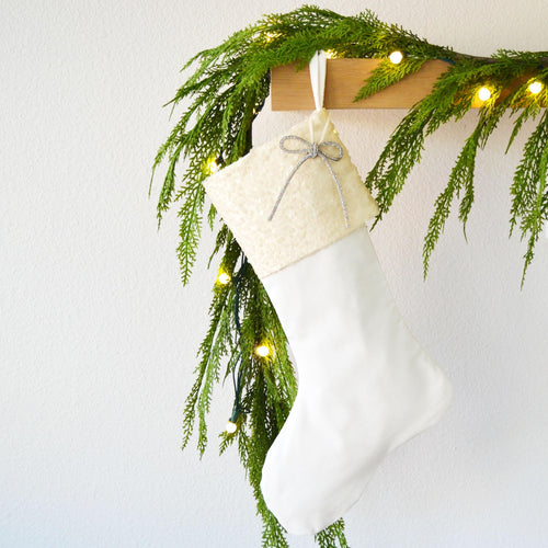 Velvet Sequin Christmas Stocking - Large Plush Holiday Stocking Decor with Embellishments