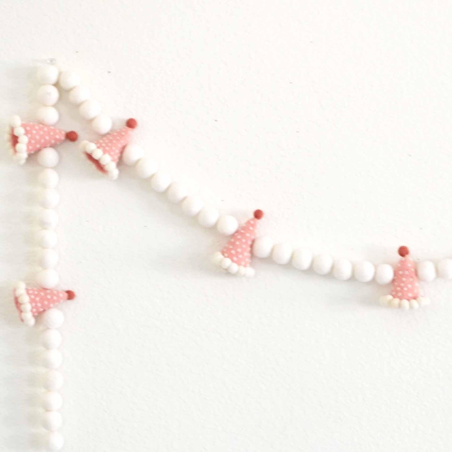 Pink Party Hat Felt Ball Garland