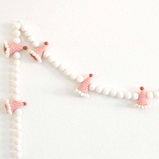 Pink Party Hat Felt Ball Garland