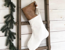 Faux Leather Christmas Stockings - Christmas Stocking,  Brown Faux Leather Stocking, Stocking, Rustic Stocking, Neutral Christmas Stocking