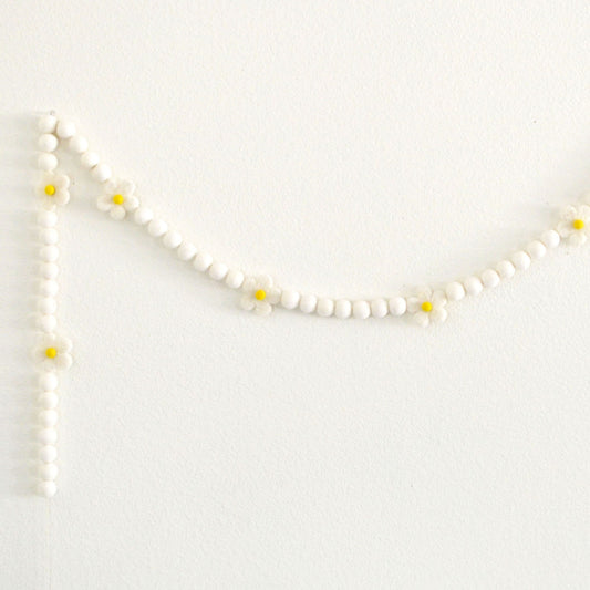 Felt Ball Garland - White Daisies