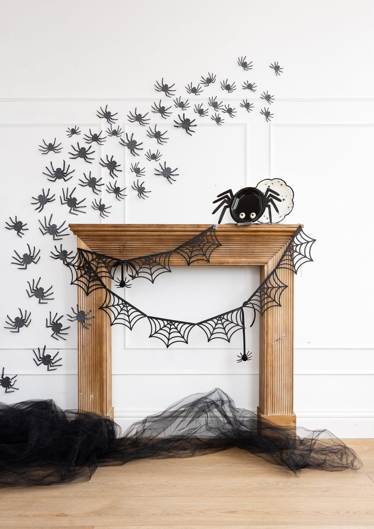 Spider Web Bunting Banner | Halloween Spider Web Decor | Halloween Bunting Banner | Halloween Mantel Banner | Paper Spider Web Banner