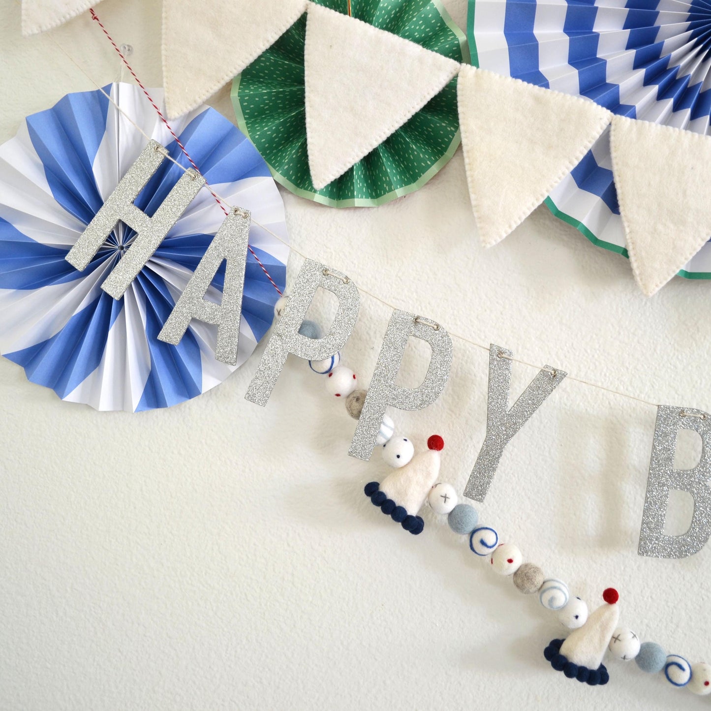 Reusable Birthday Banner | Party Hat Garland | Party Decor | Happy Birthday Banner | Boys Birthday Decor | Birthday Party Decoration