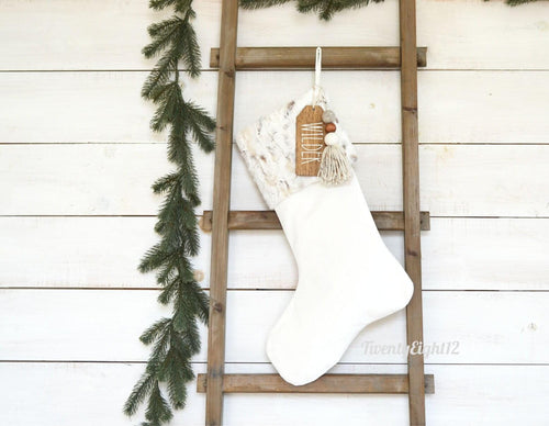 Christmas Stocking- Faux Fur Christmas Stocking, Personalized Christmas Stocking, Masculine Stocking, Dog Stocking, Neutral Fur Pet Stocking