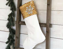 Personalized Christmas Stocking - Velvet and Gold Sequin Holiday Stocking