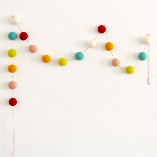 Rainbow Garland | Happy Birthday Banner | Rainbow Party Decorations | Felt Ball Garland | Felt Balls 4cm| Pom Pom Garland | Rainbow Garland