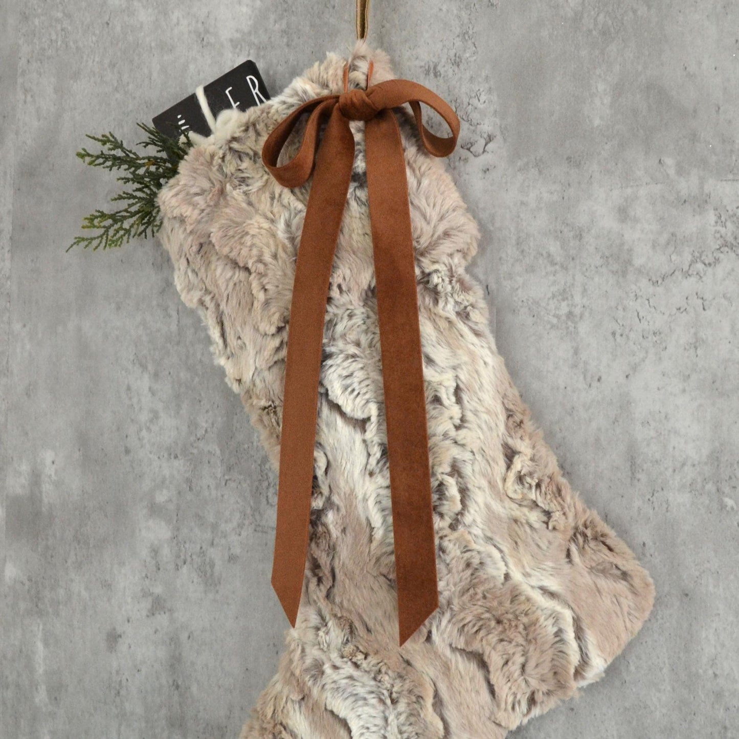 Faux Fur Tan Christmas Stocking