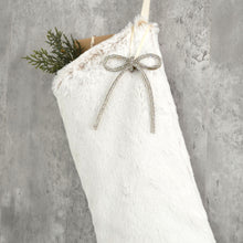 Snow White Faux Fur Christmas Stocking | Cozy Faux Fur Holiday Mantel Decor | Winter White Christmas Stocking | White Fur Stocking