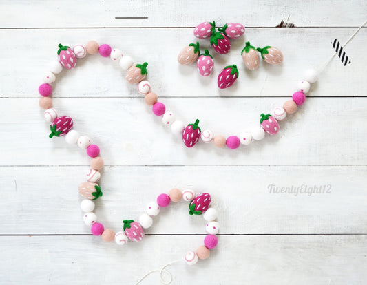 Felt Ball Garland - Strawberries