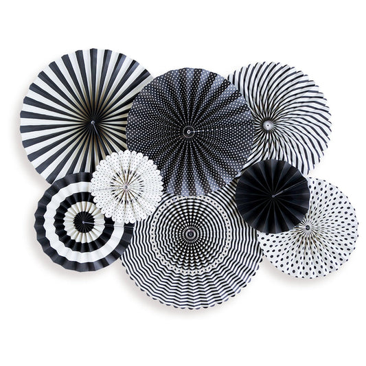 Black and Cream Paper Party Fans