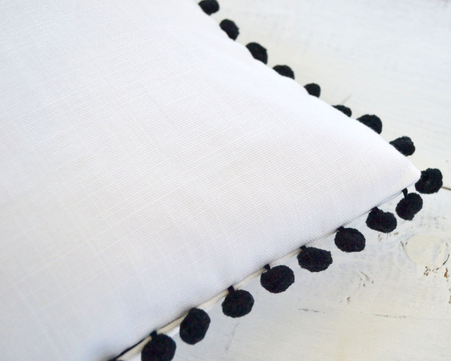 Black Pom Pom Pillow Cover - 20" x 20" - Black Throw Pillow, Kids Room Decor, Boys Pillow, Modern Pillow, Boho Pillow, Decorative Pom Pillow