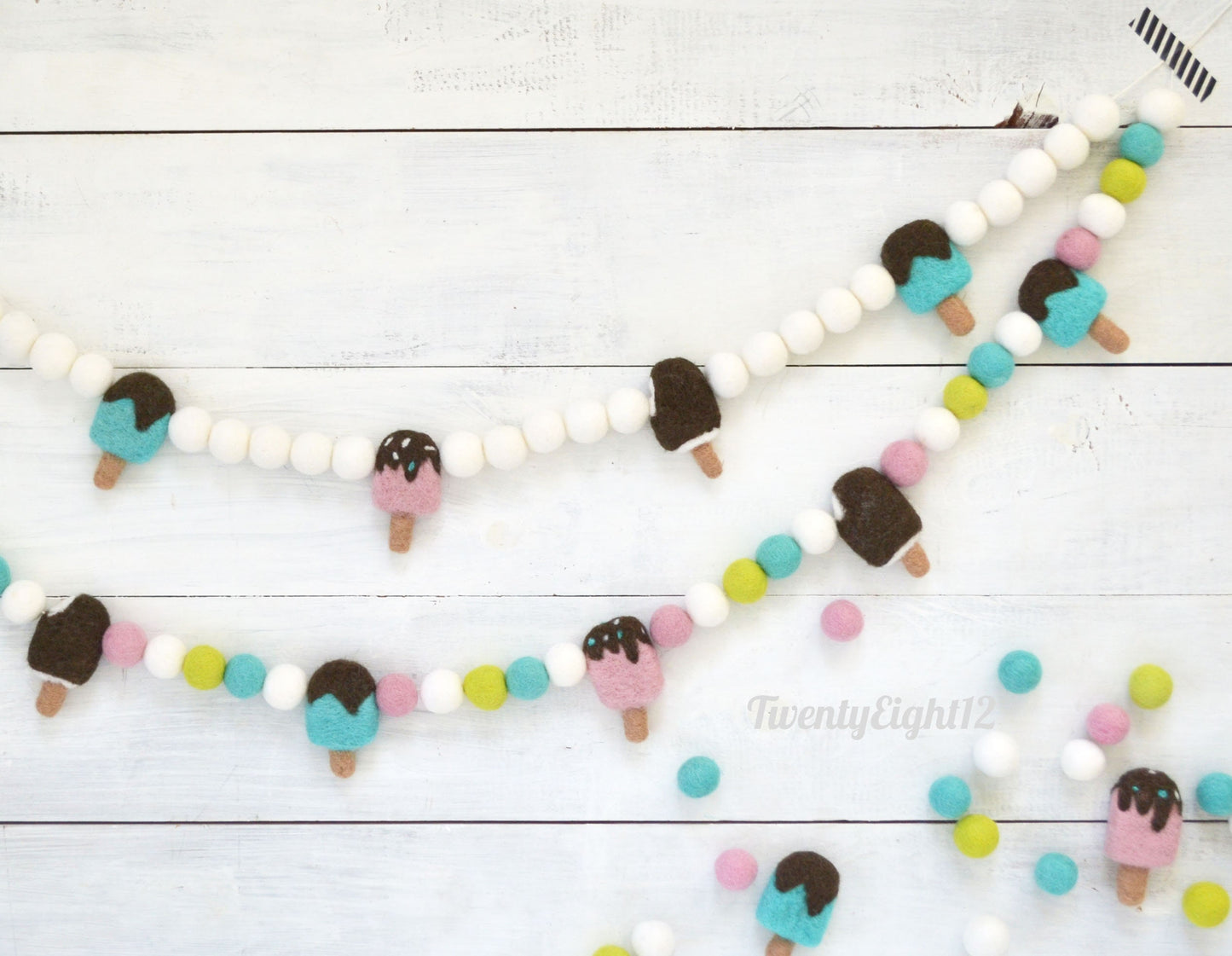 Felt Ball Garland - Ice Cream Bars