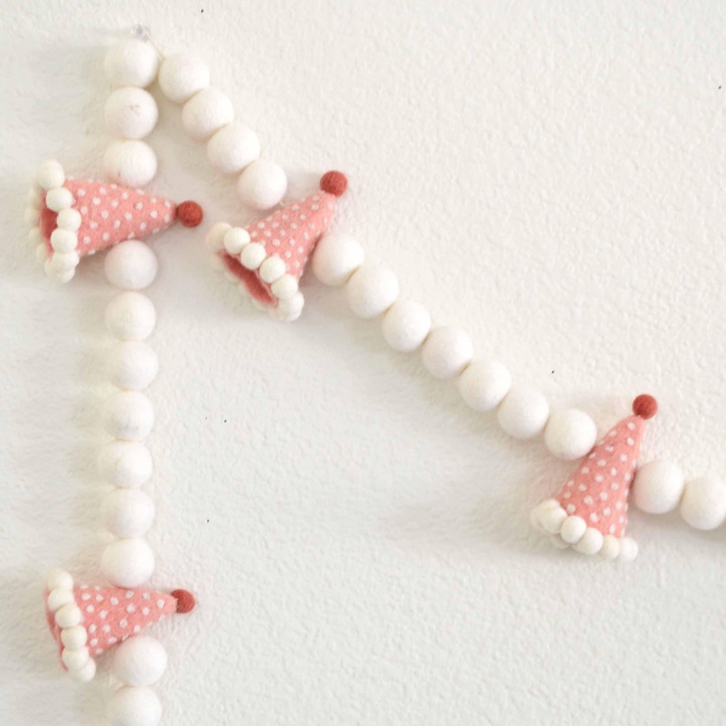 Pink Party Hat Felt Ball Garland
