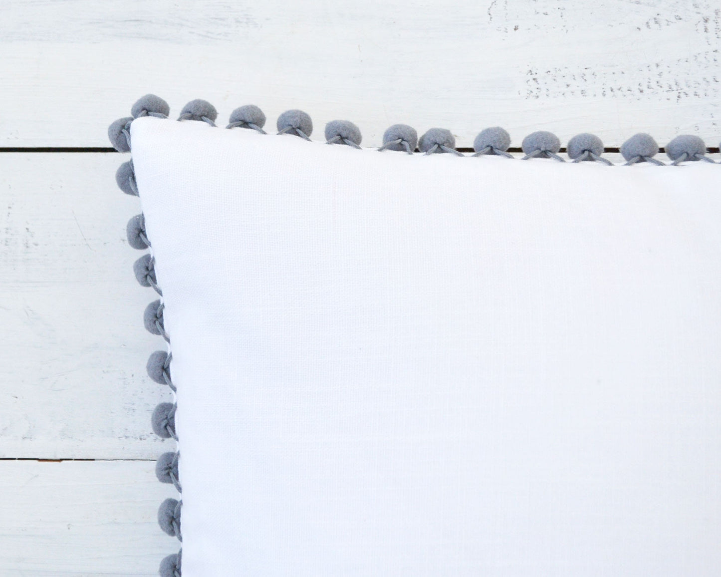 Light Gray Pom Pom Pillow Cover -  20" x 20" - Gray Pom Pom Pillow, Nursery Decor, Nursery Pillow, Girls Room Decor, Kids Pillow,  Pillows