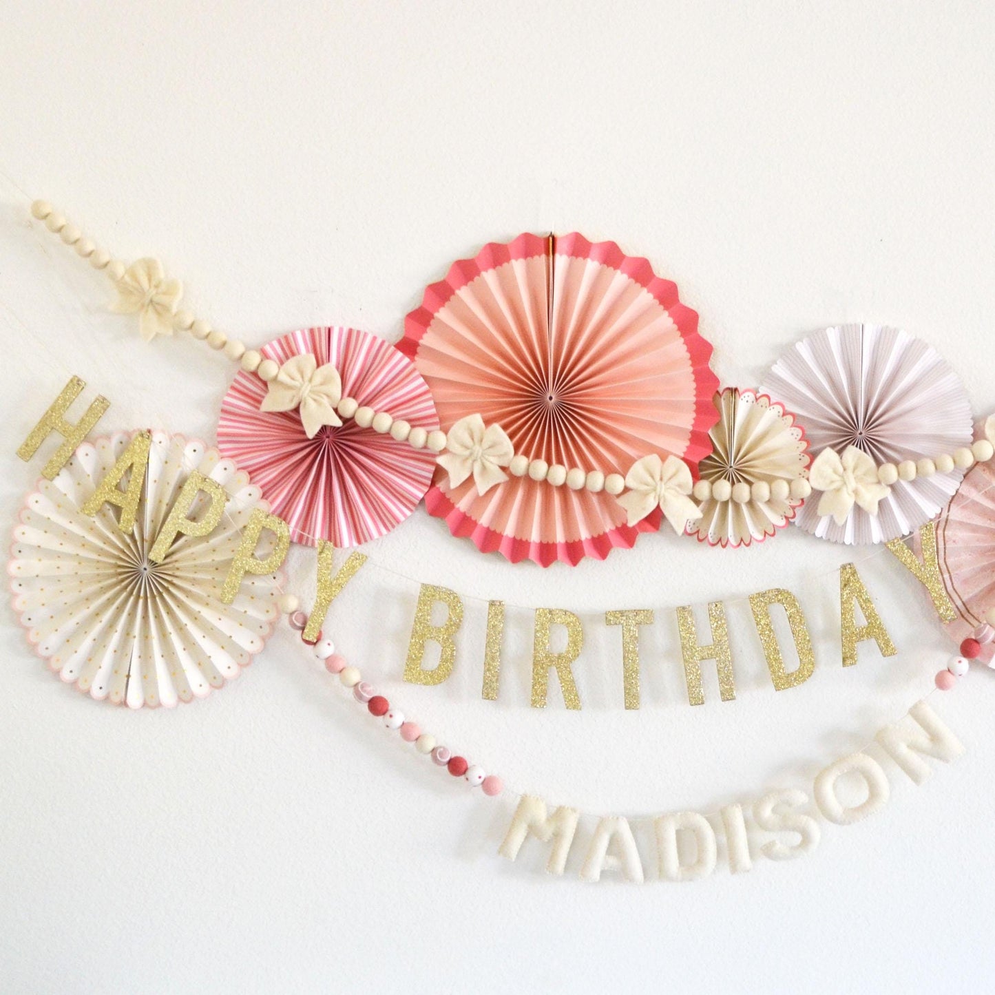 Felt Garland | Felt Bow Garland | Boho Decor | Reusable Happy Birthday Banner |  Birthday Party Decor | Name Garland | Personalized Banner