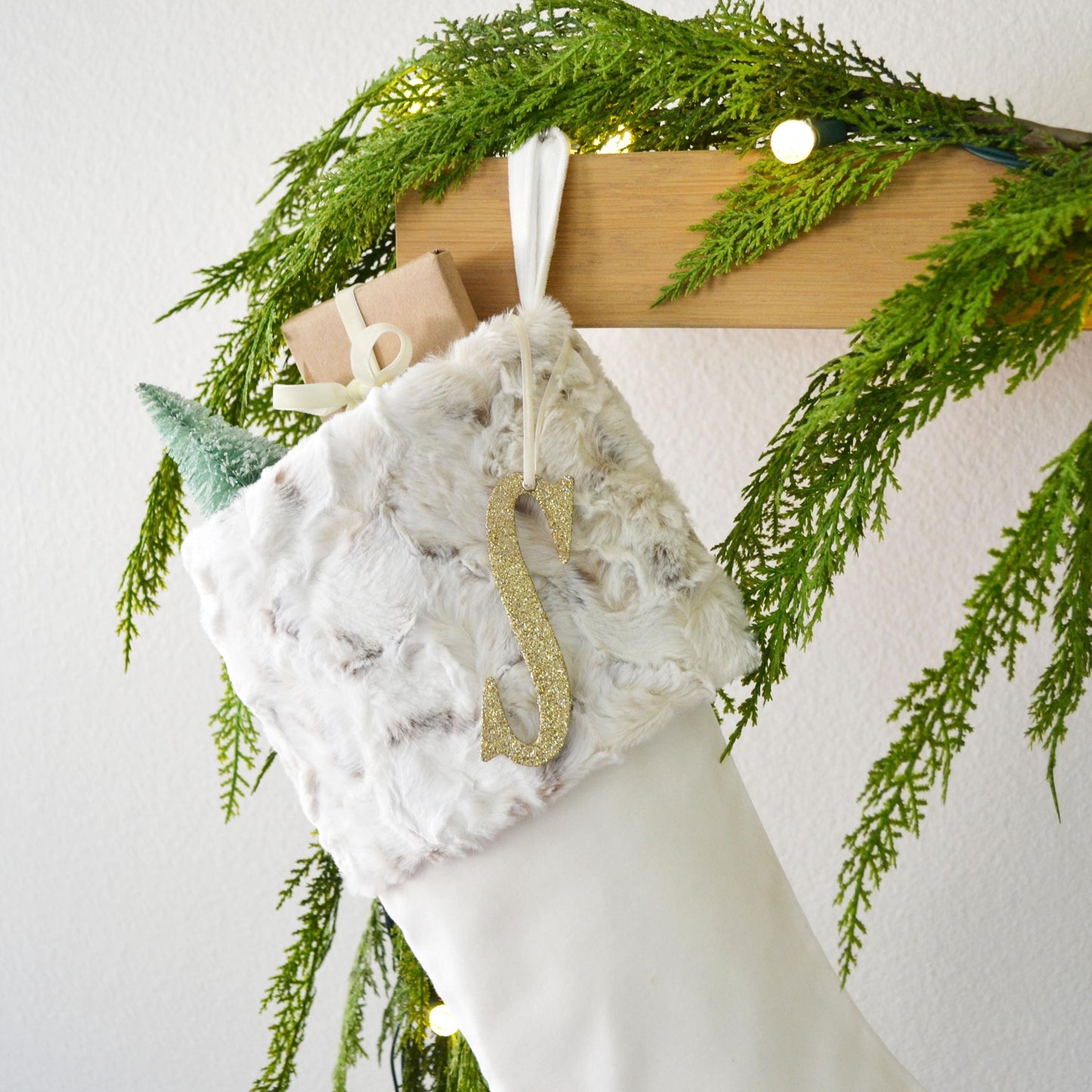 Personalized Christmas Stocking | Faux Fur Christmas Stocking | Neutral Stocking | Woodland Christmas Decor | Christmas Collection