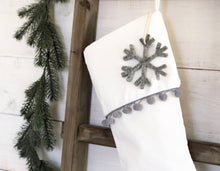 Personalized Christmas Stocking – Luxury Velvet Stocking with Gray Pom Pom Trim
