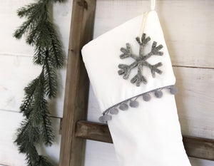 Personalized Christmas Stocking – Luxury Velvet Stocking with Gray Pom Pom Trim