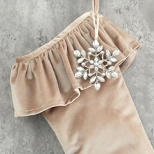 Velvet Christmas Stocking - Modern Neutral Holiday Decor With Soft Cream Velvet Fabric