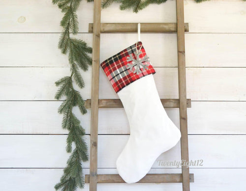 Personalized Christmas Stocking, Christmas Stocking, Stockings, Stocking, Dog Christmas Stocking, Personalized Stocking, Red Plaid Stocking