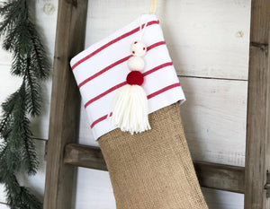 Striped Christmas Stocking - Red and White Striped Stocking, Christmas Stocking, Kids Stocking, Personalized Christmas Stocking, Stockings