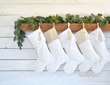 Personalized Christmas Stocking - Gold Polka Dot Stocking, Stockings, Personalized Christmas Stocking, Christmas Stocking, Gold Stocking