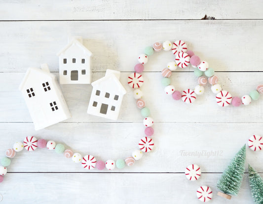 Christmas Felt Garland - Peppermints