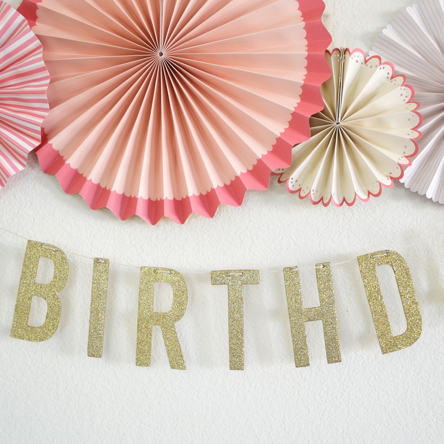 Reusable Gold Glitter Happy Birthday Banner