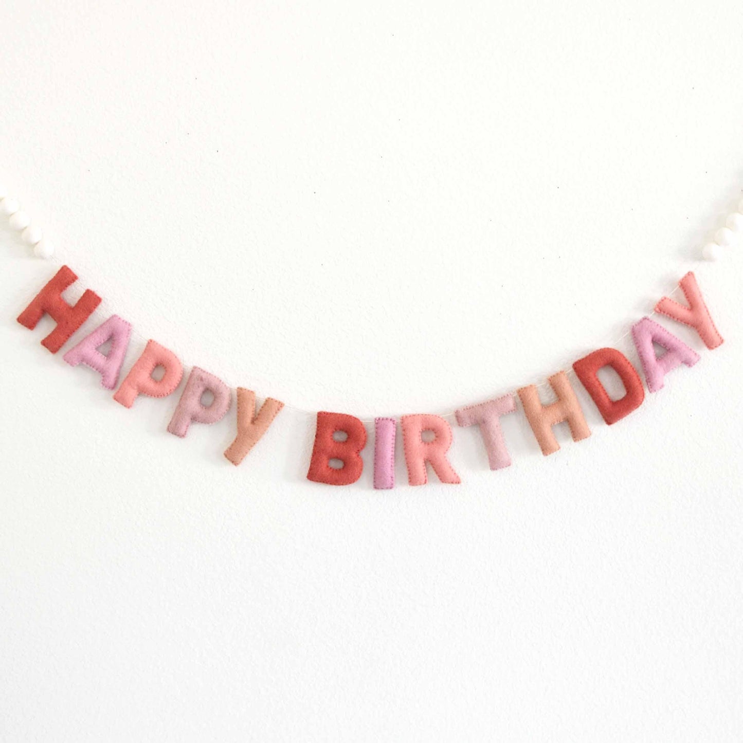 Pink Ombré Happy Birthday Reusable Felt Banner