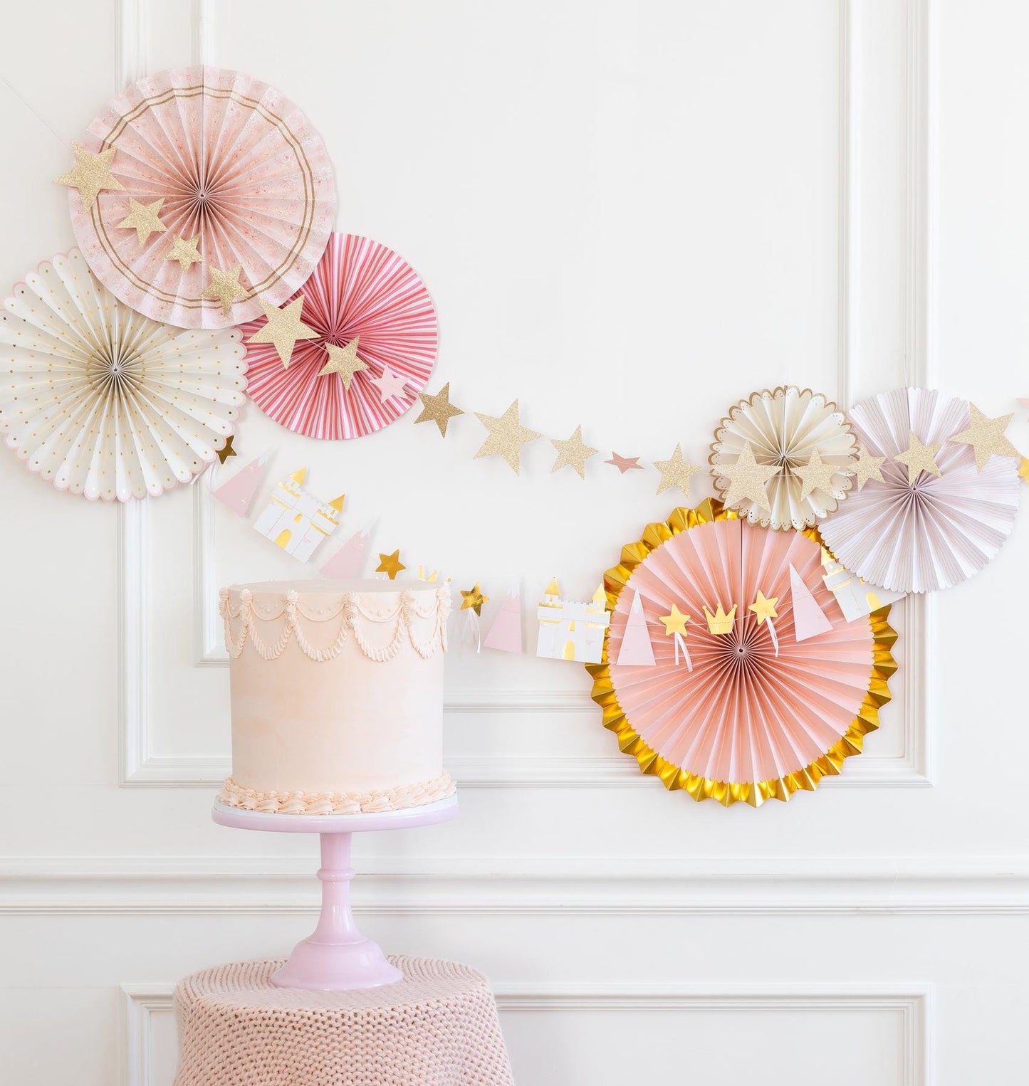 Pink Paper Party Pinwheel Fans