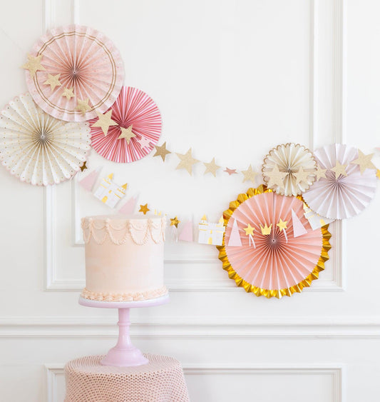 Pink Paper Party Pinwheel Fans