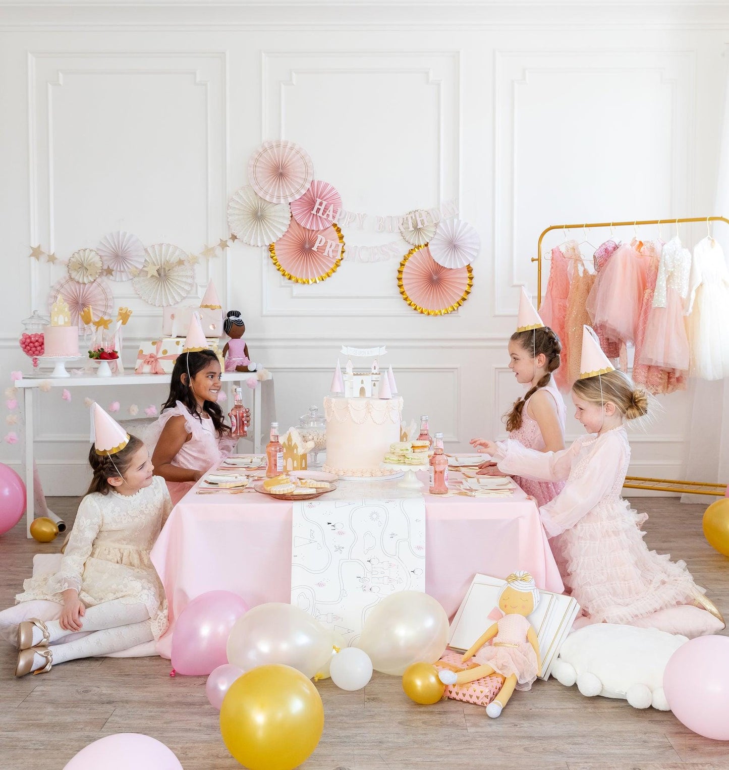 Pink Paper Party Pinwheel Fans