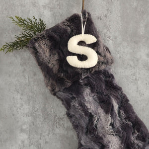 Dark Gray Faux Fur Christmas Stocking | Masculine Cozy Stocking for the Holidays