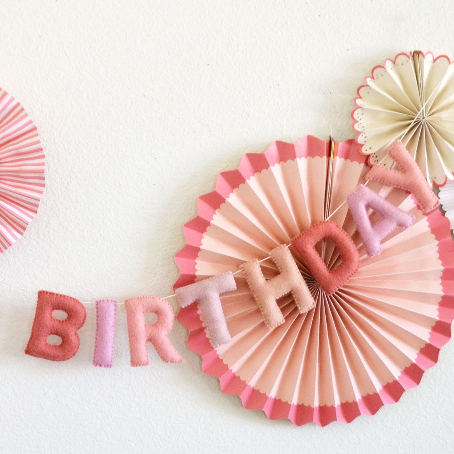Pink Ombré Felt Happy Birthday Banner