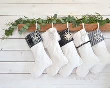 Christmas Stocking - Personalized Christmas Stocking, Family Stocking, Farmhouse Stocking, Monogrammed Stocking, Christmas Decor, Black Pom