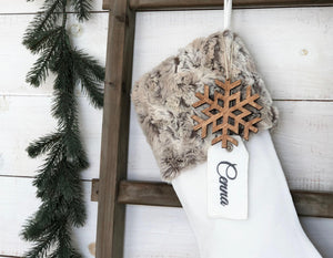 Christmas Stocking- Faux Fur Christmas Stocking, Personalized Christmas Stocking, Masculine Stocking, Christmas Stockings, Tan Dog Stocking