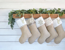 Personalized Plaid & Burlap Christmas Stockings | Masculine Stockings | Christmas Decor for the Cabin | Rustic Stockings for the Family