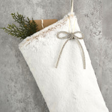 Snow White Faux Fur Christmas Stocking | Cozy Faux Fur Holiday Mantel Decor | Winter White Christmas Stocking | White Fur Stocking