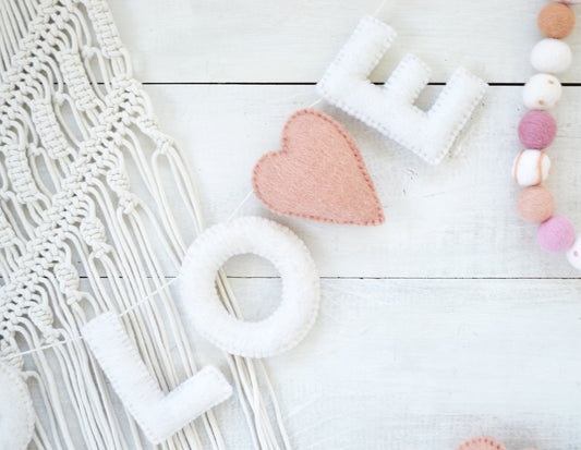 Valentines Felt Garland - Valentines Felt Ball Garland, Valentines, HELLO LOVE Felt Ball Garland, Valentines Day Garland, Valentines Day