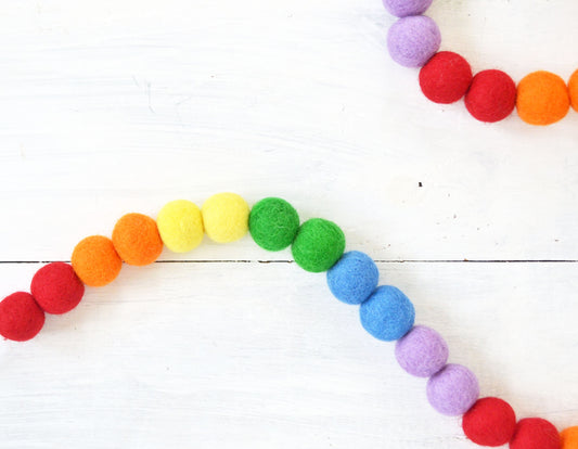 Felt Balls Garland - Primary Rainbow